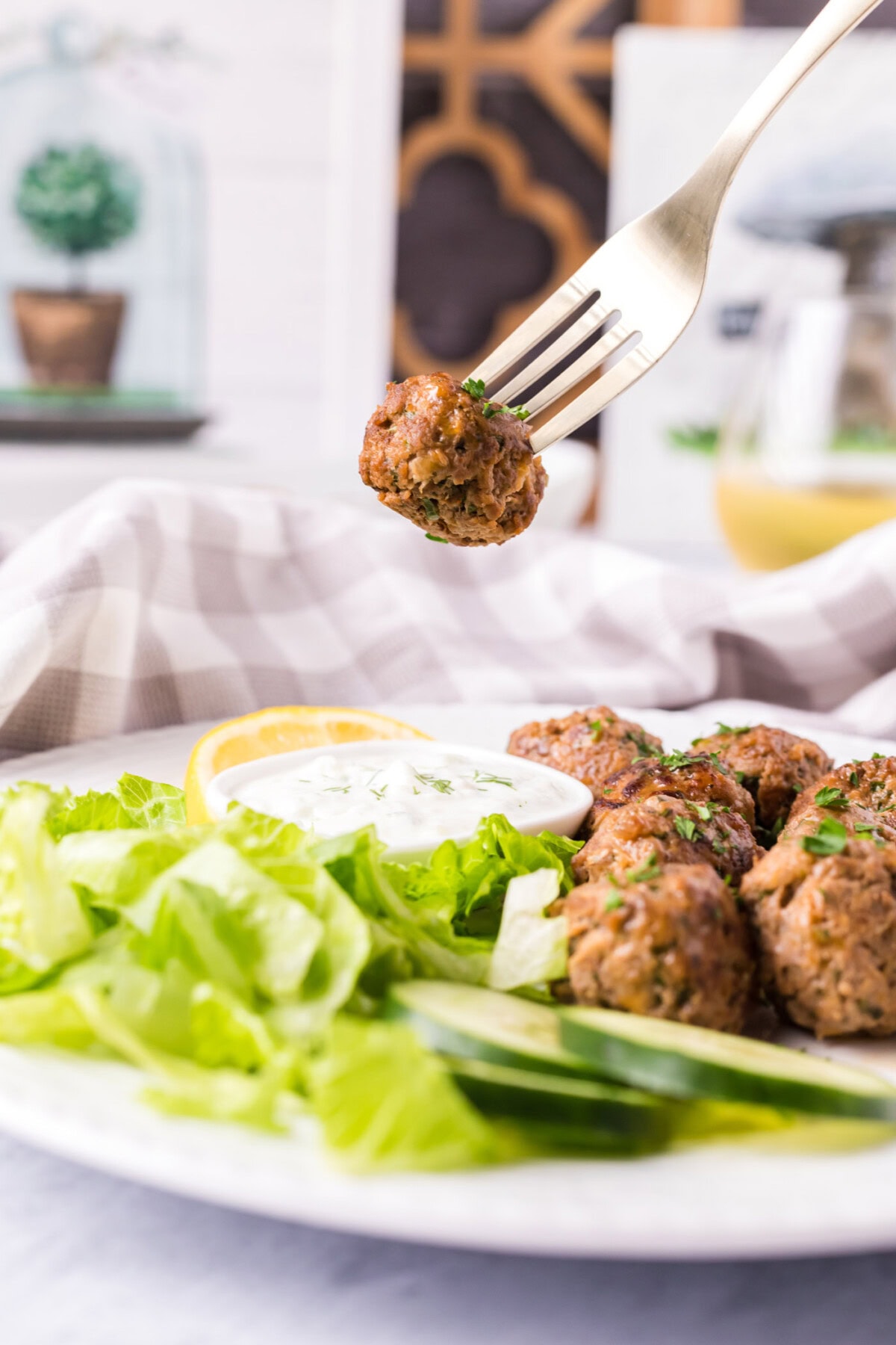 Lamb Meatball on a fork
