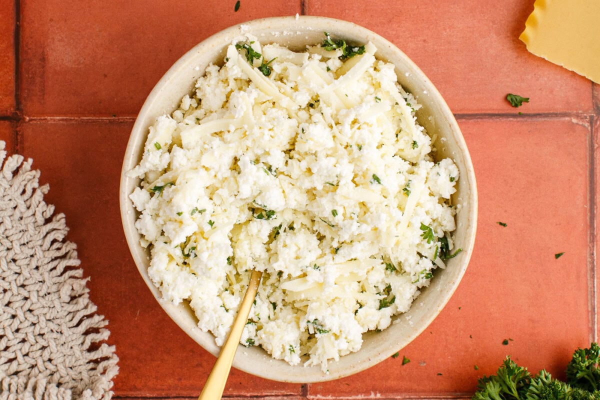 three cheese mixture in a bowl