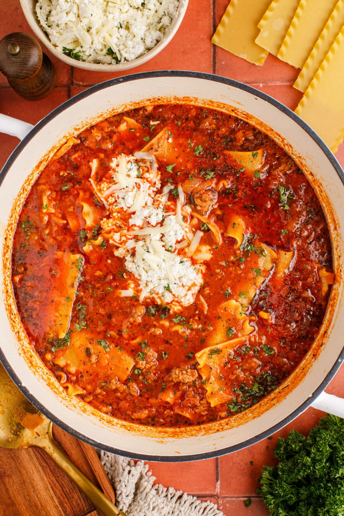 Pot of Lasagna Soup 