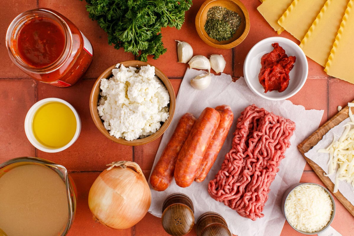 Ingredients for Lasagna Soup 