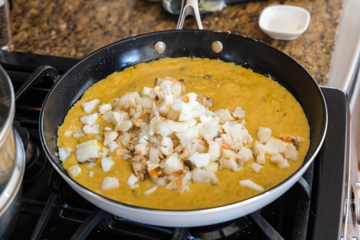lobster meat added to thermidor sauce