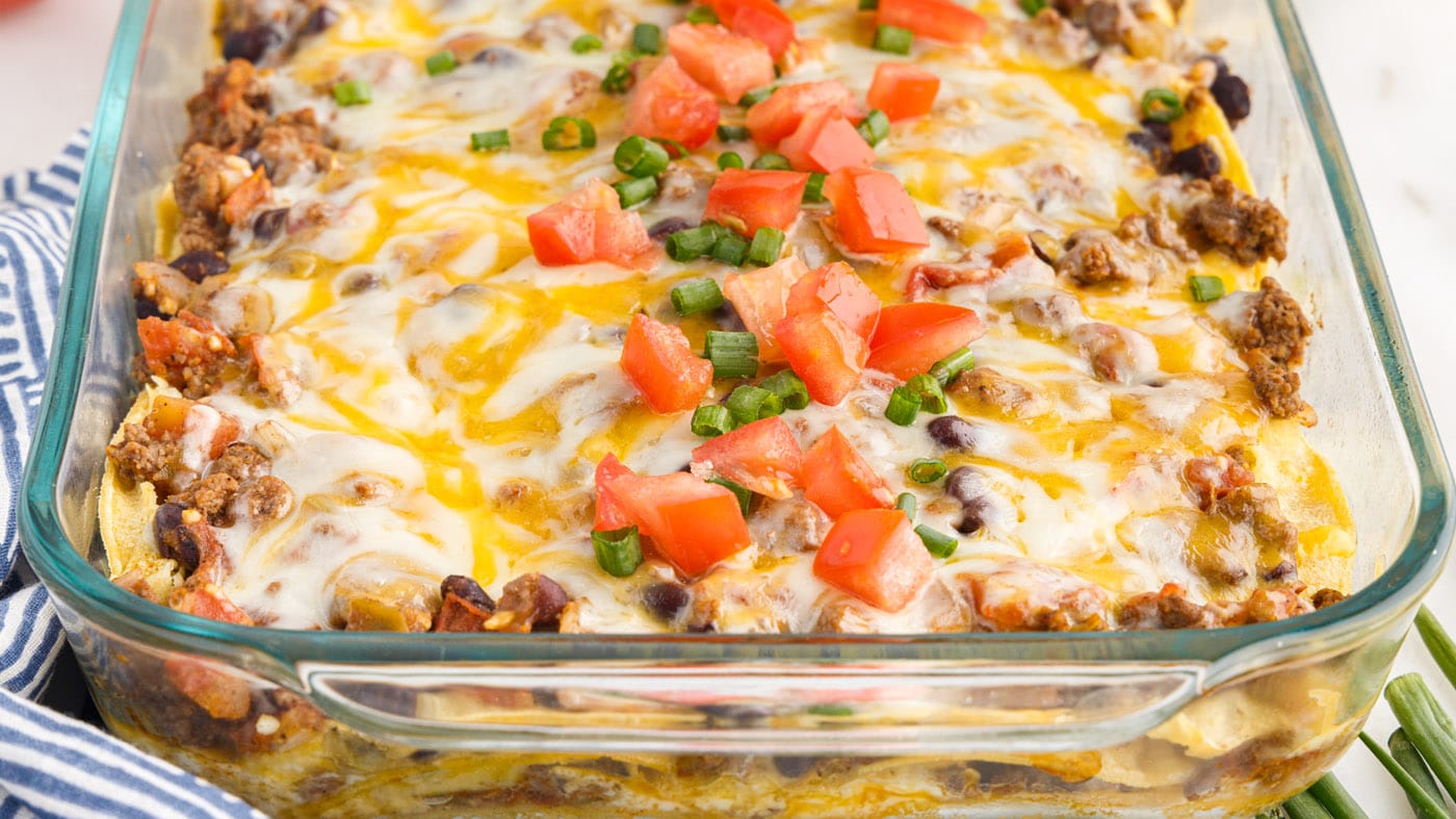 Everyone will love this layered Mexican casserole, it's packed with savory, comforting flavors and i