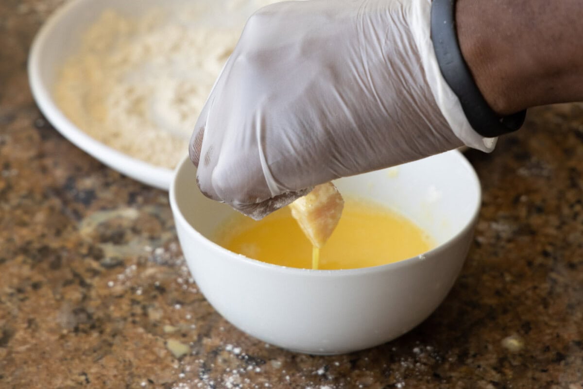 dredging chicken in egg