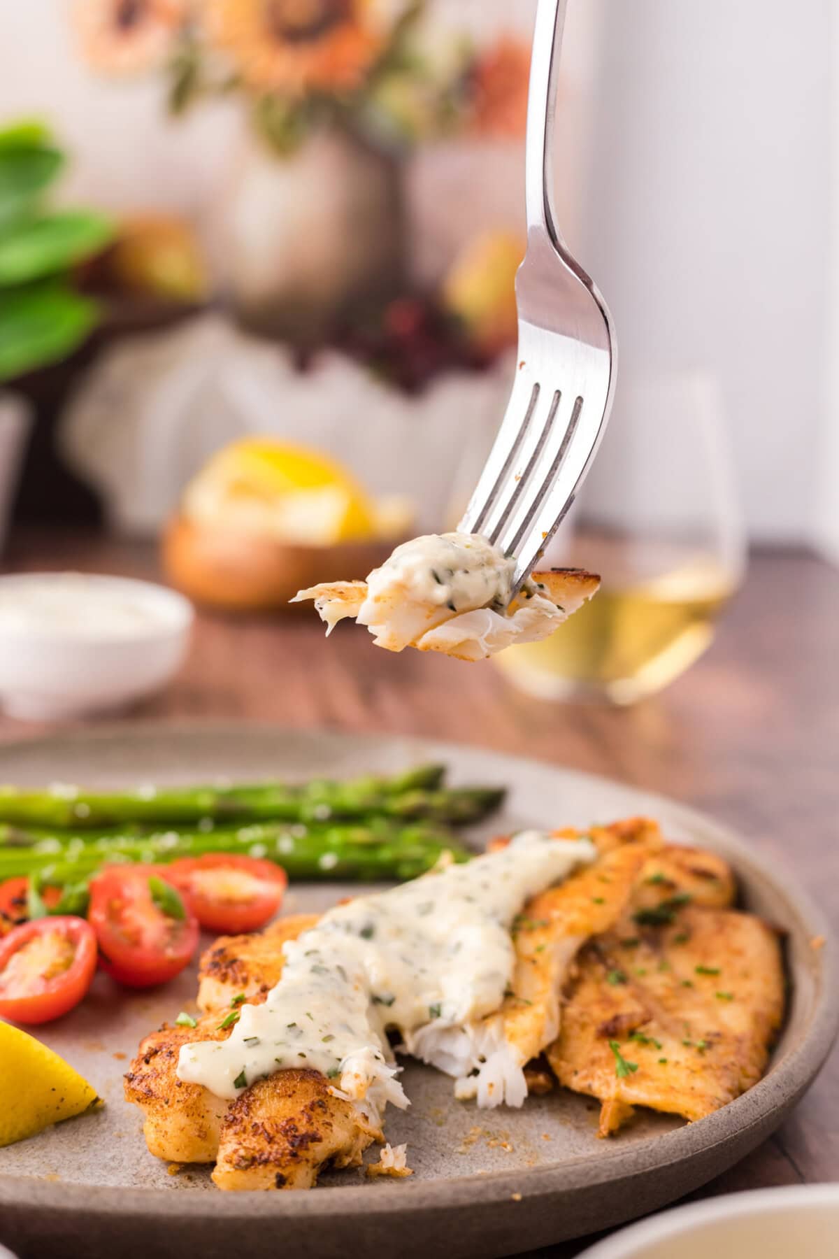 Piece of Orange Roughy on a fork