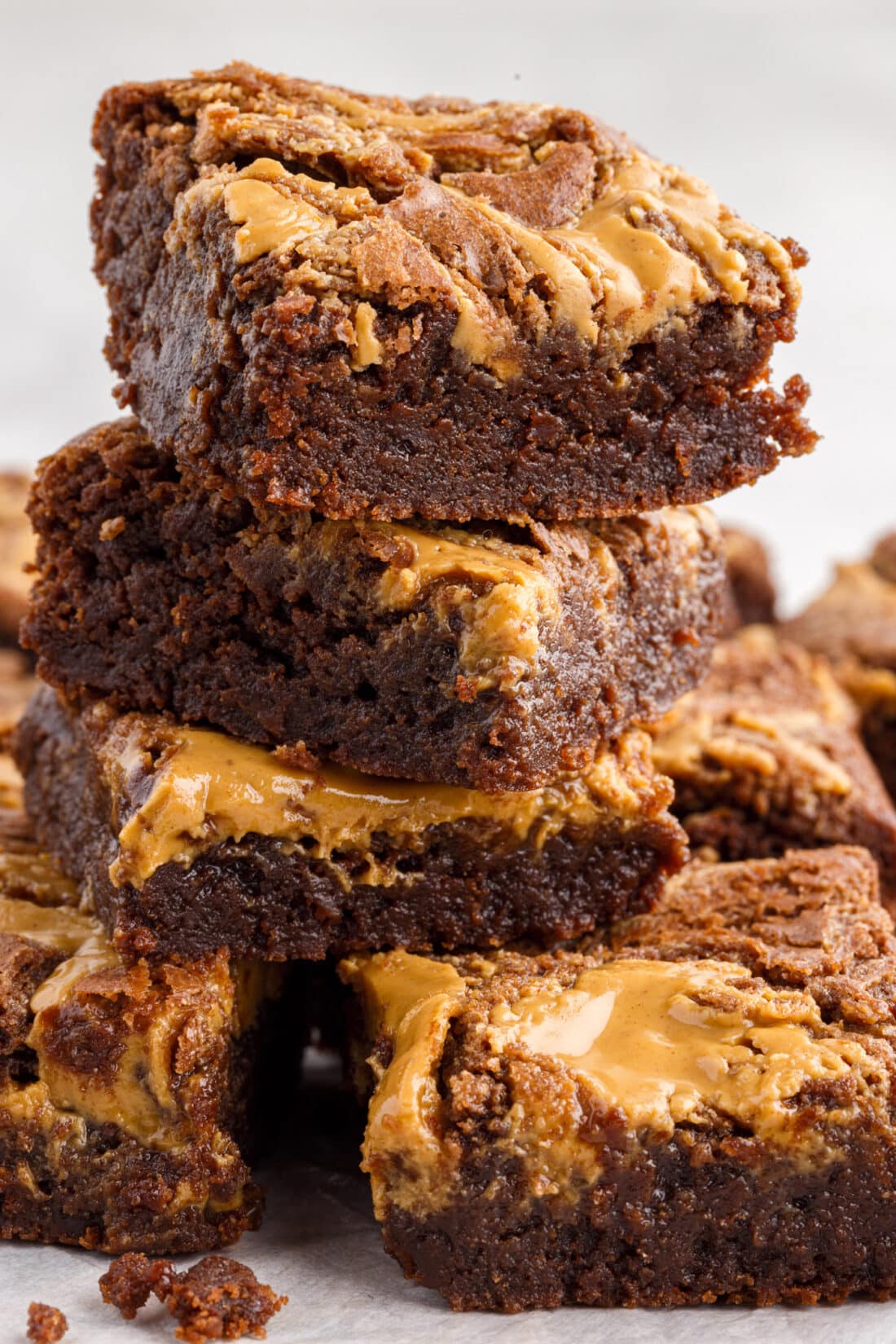 Stack of Peanut Butter Brownies