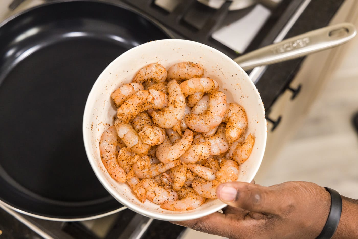 Cajun seasoned shrimp in a bowl