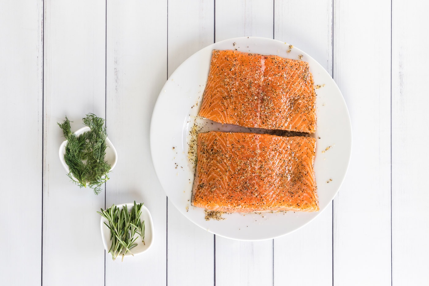 salmon filet rubbed with olive oil and seasonings