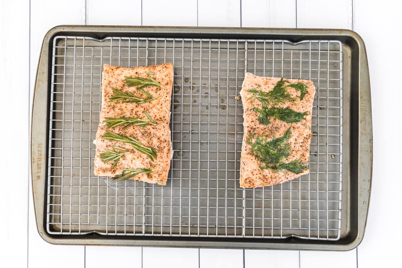 sous vide salmon on wire cooling rack