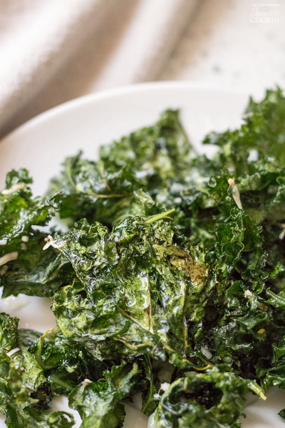 Close up of Kale Chips on a plate