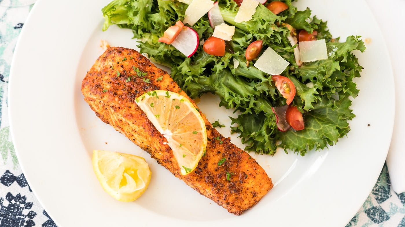 Air fryer salmon eliminates the need to dirty up pans, pots, and dishes and will cook your filets in