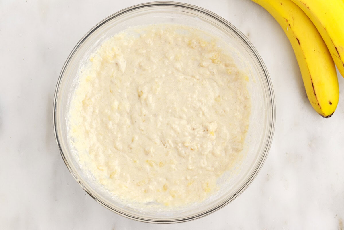 lump pancake batter with bananas