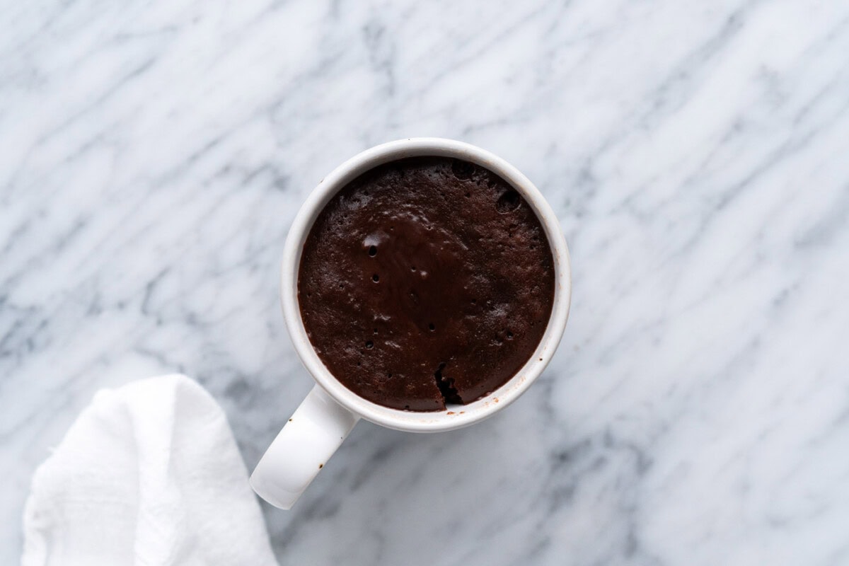 cooked brownie in a coffee cup