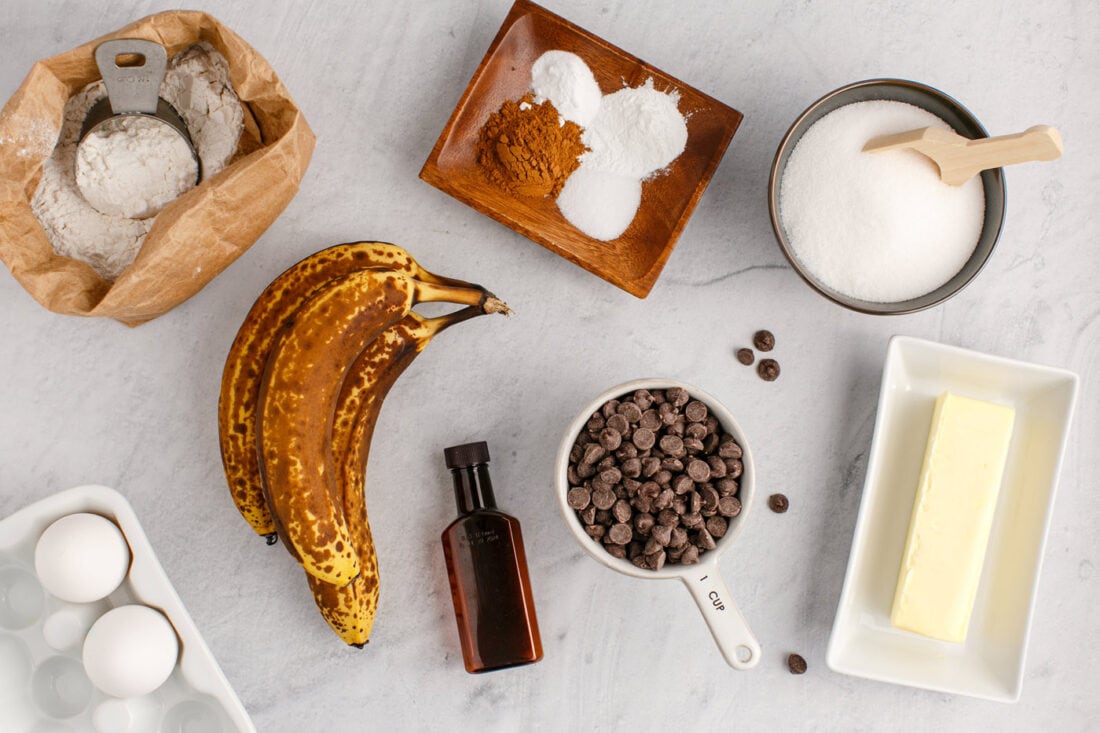 Ingredients for Chocolate Chip Banana Bread