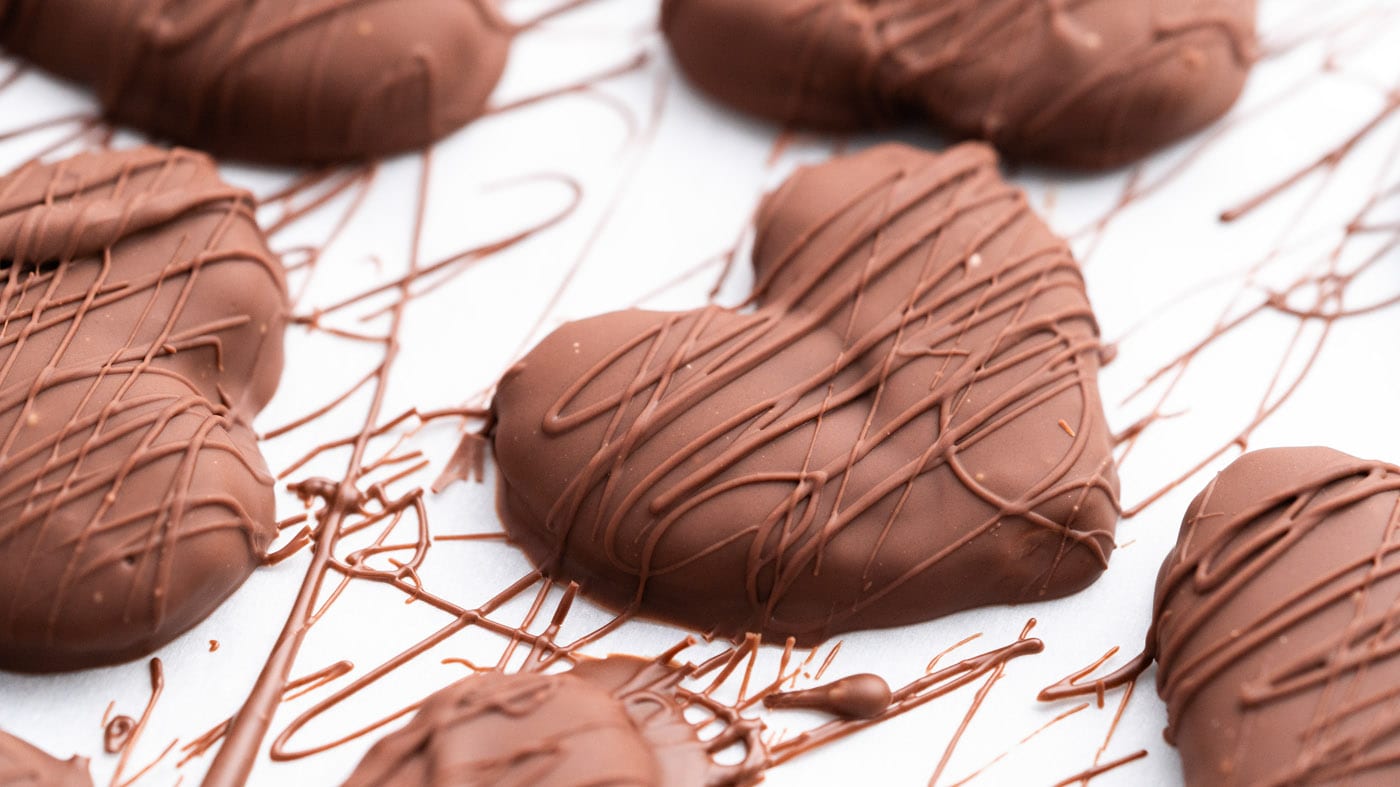 These chocolate peanut butter hearts are made with pure love, and a little bit of chocolate and pean