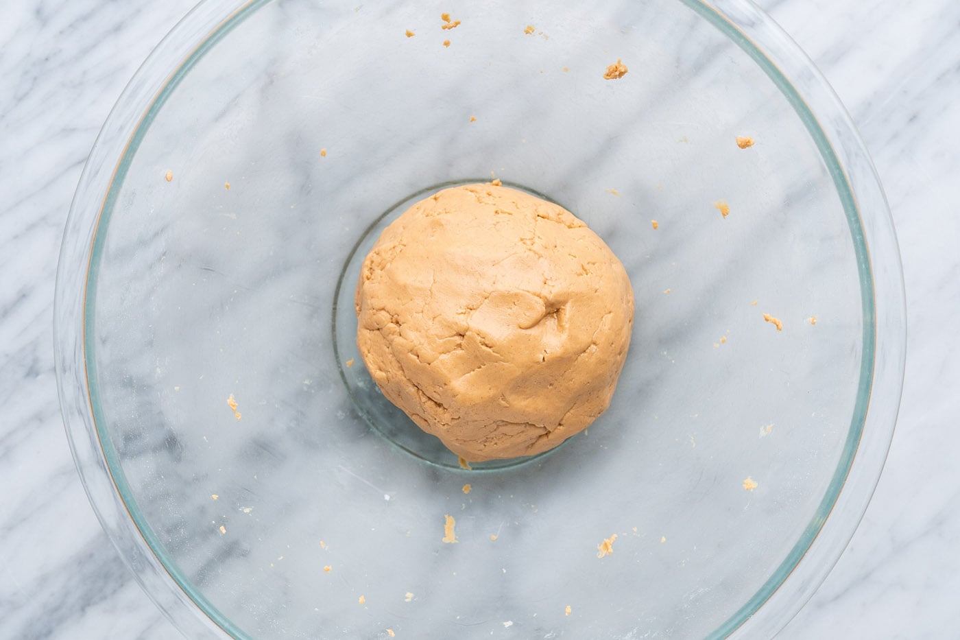 Peanut butter dough ball in a bowl