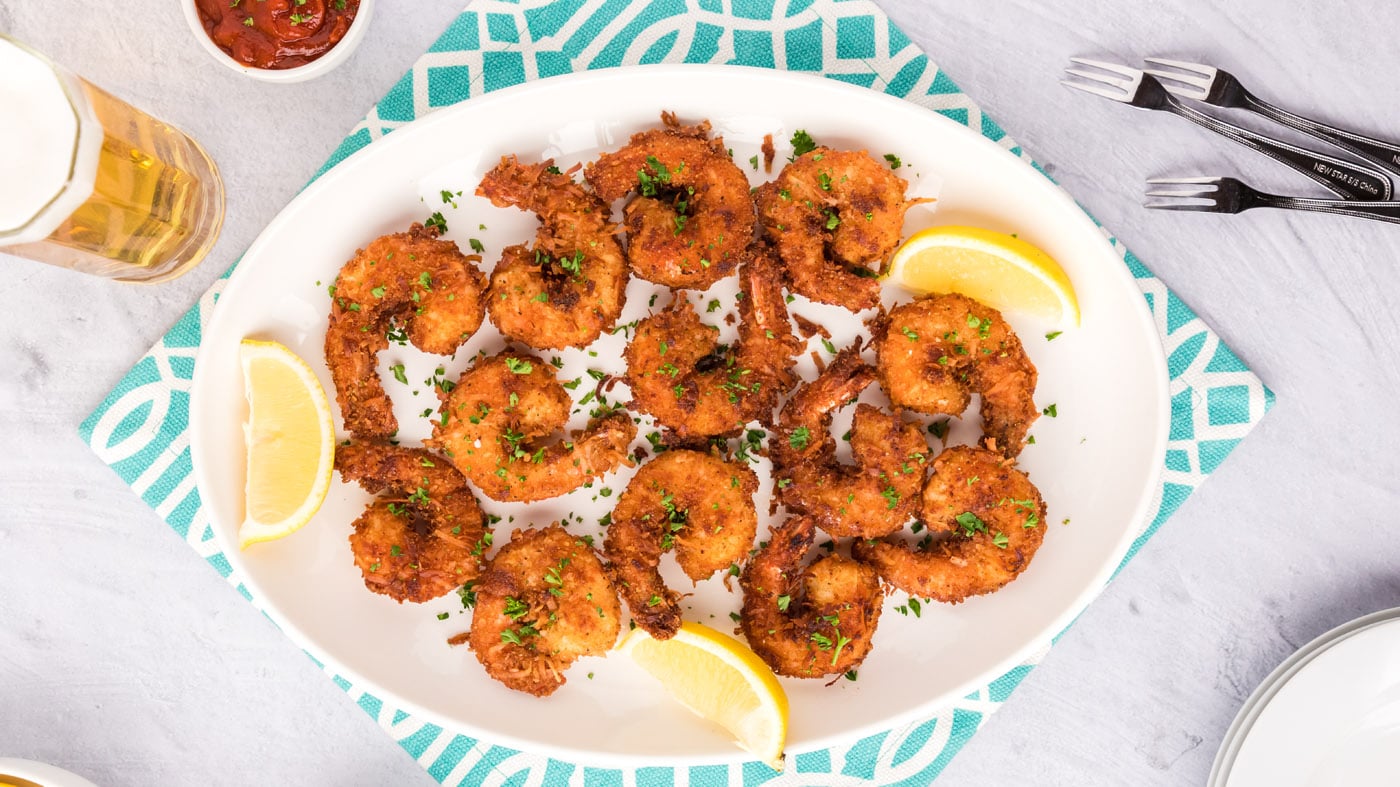 A crispy, crunchy crust blanketing tender, juicy shrimp with a delicate balance between sweet and sa