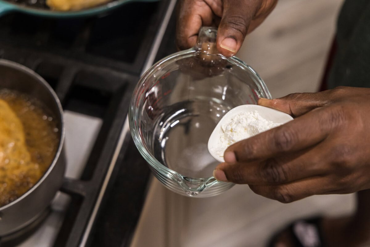 adding cornstarch to water