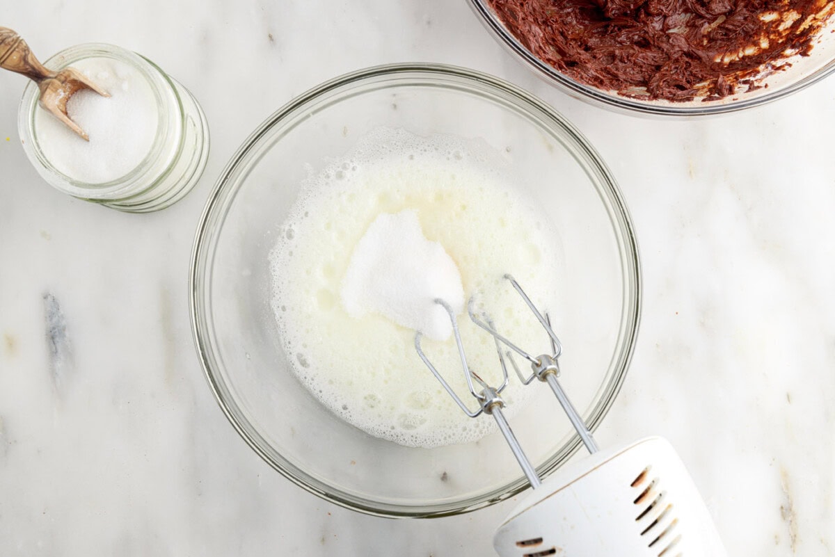 whipping eggs whites using a hand mixer
