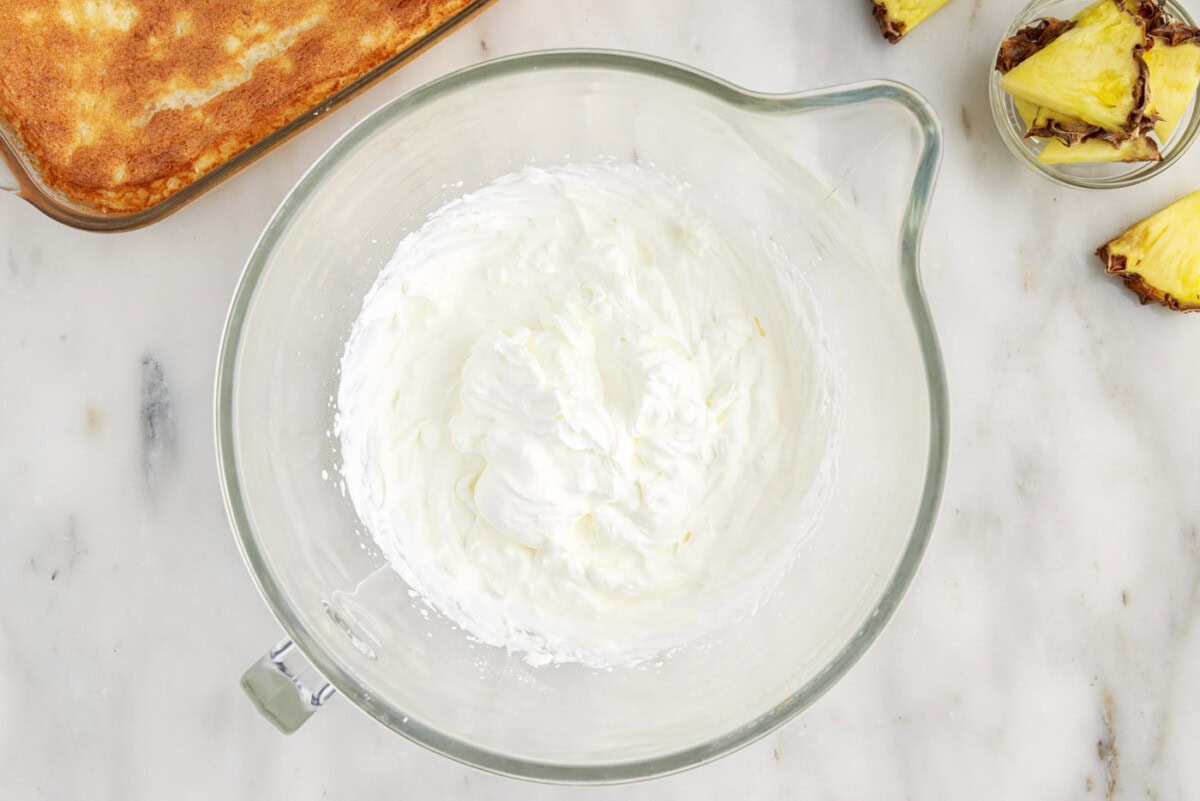 homemade whipped cream whipped in a bowl