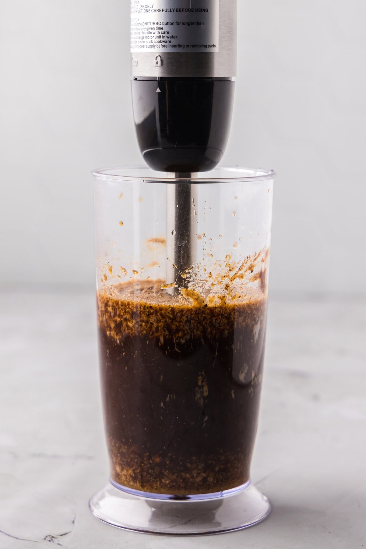 steak marinade in an immersion blender
