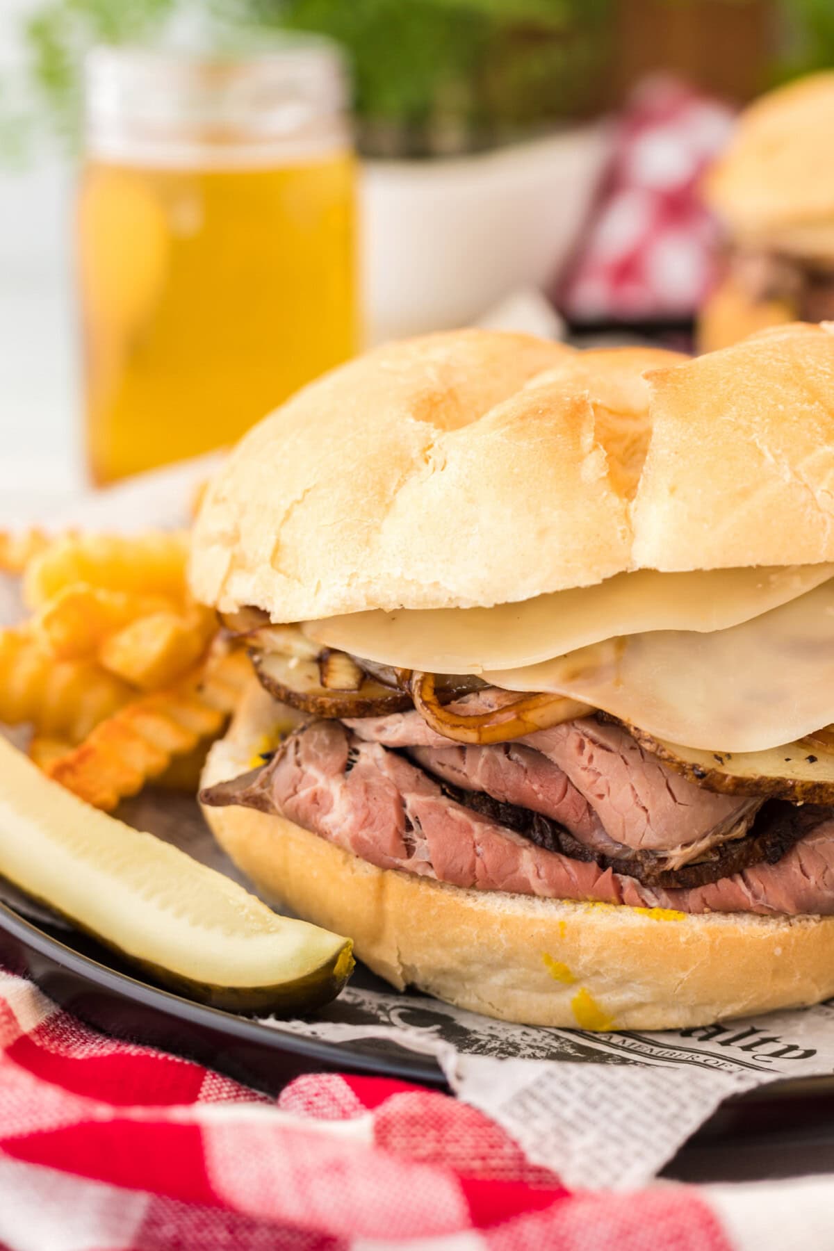 Close up of a Roast Beef Sandwich