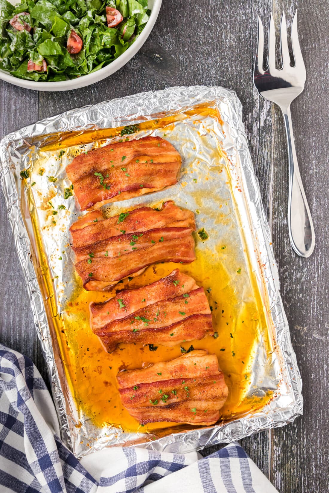 Pan of Bacon Wrapped Chicken