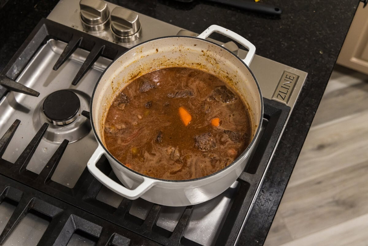 mixed braised beef in dutch oven