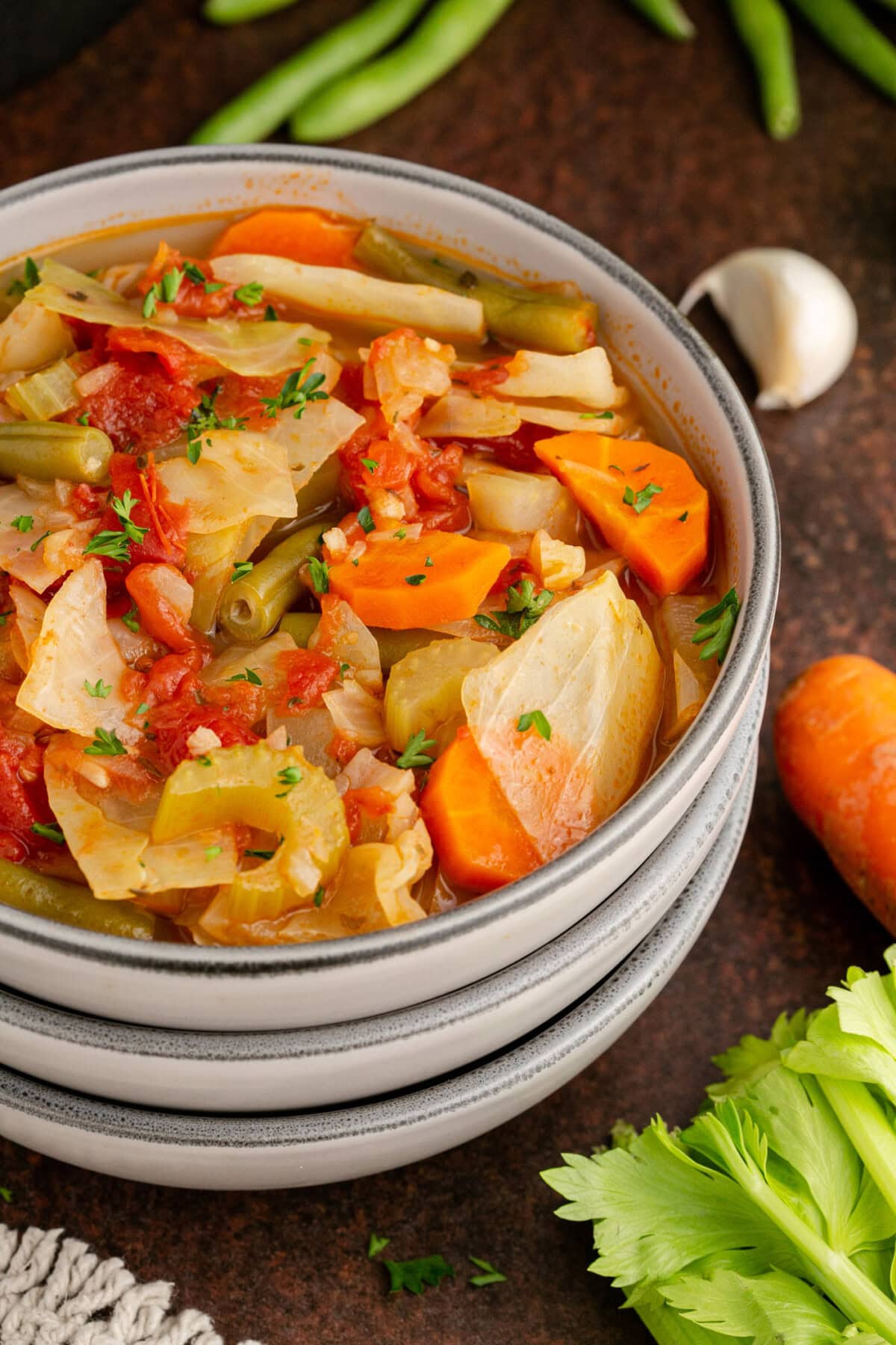 Close up of a bowl of Cabbage Soup