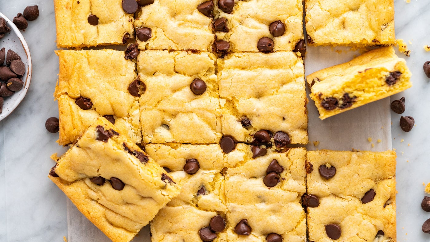 Cake mix cookie bars are born from a simple boxed cake mix, water, eggs, vegetable oil, and chocolat