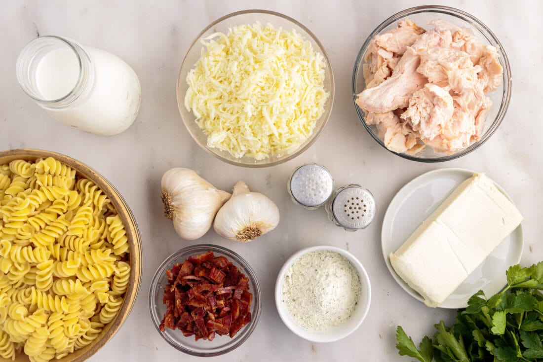 Ingredients for Chicken Bacon Ranch Casserole