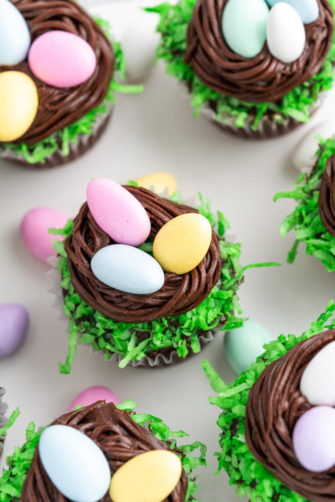 Easter Nest Cupcakes on a plate
