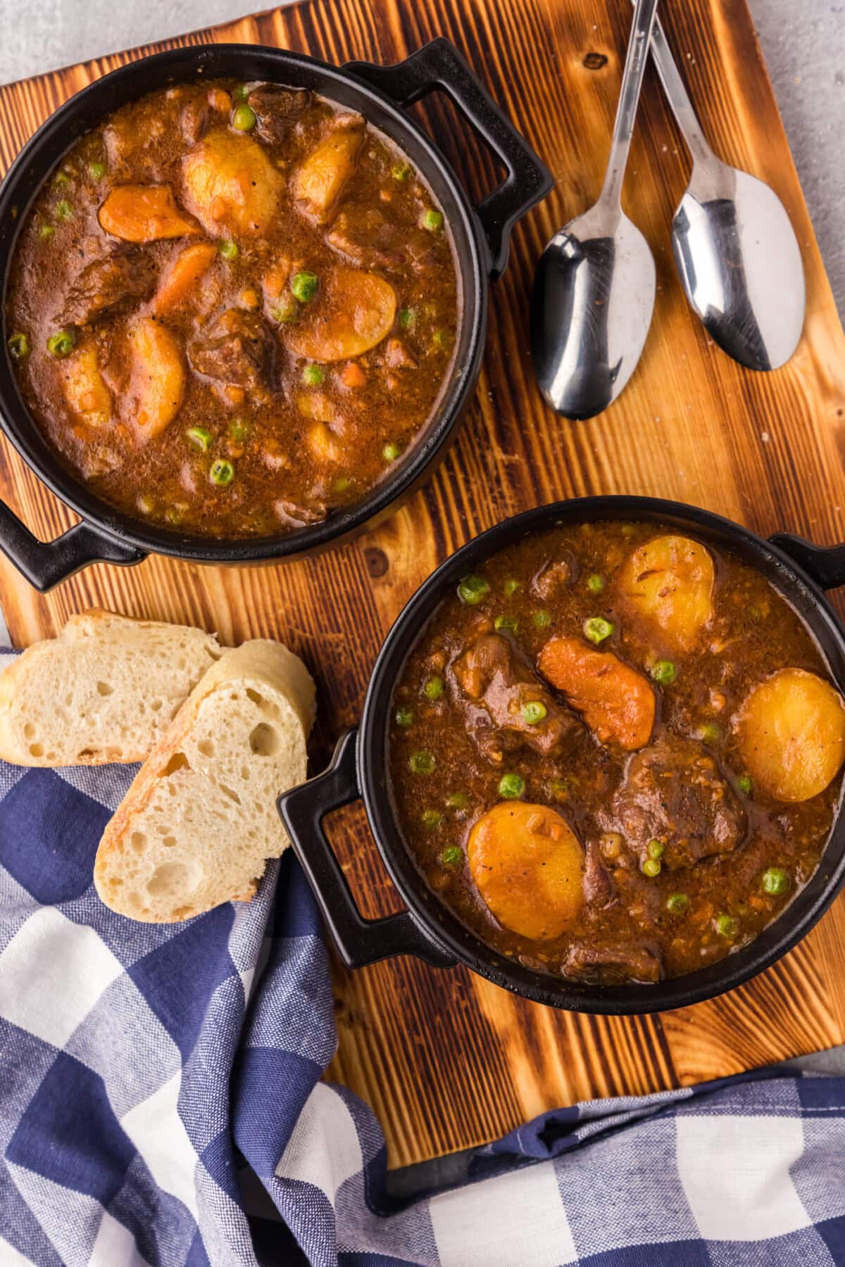 Two bowls of Instant Pot Beef Stew