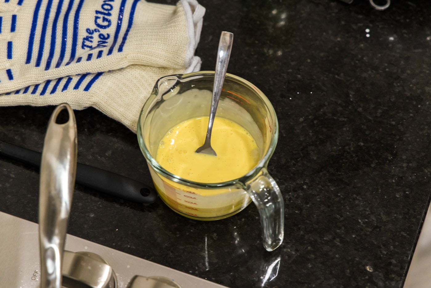 heavy cream and eggs whisked in a cup