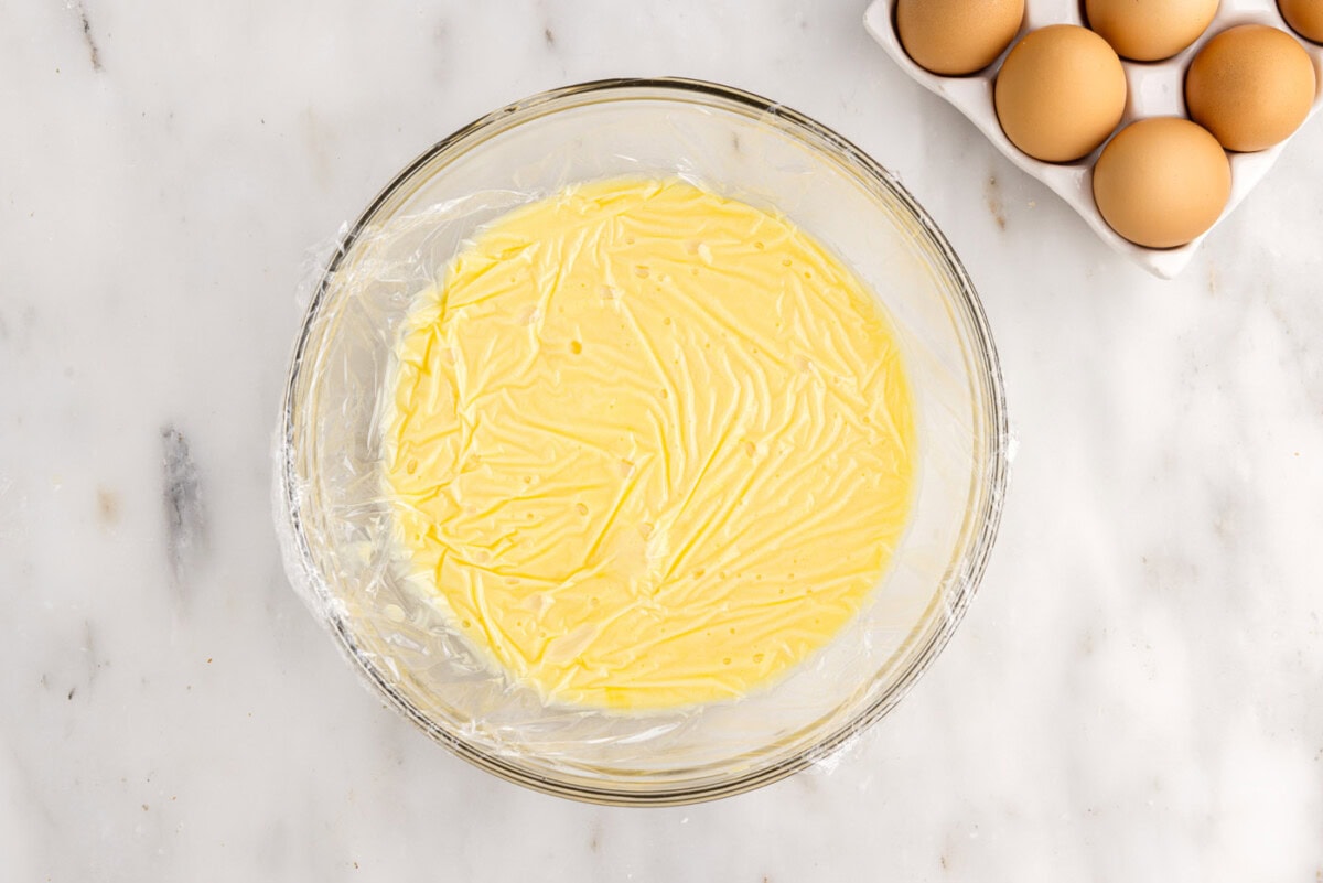pineapple curd covered in a bowl
