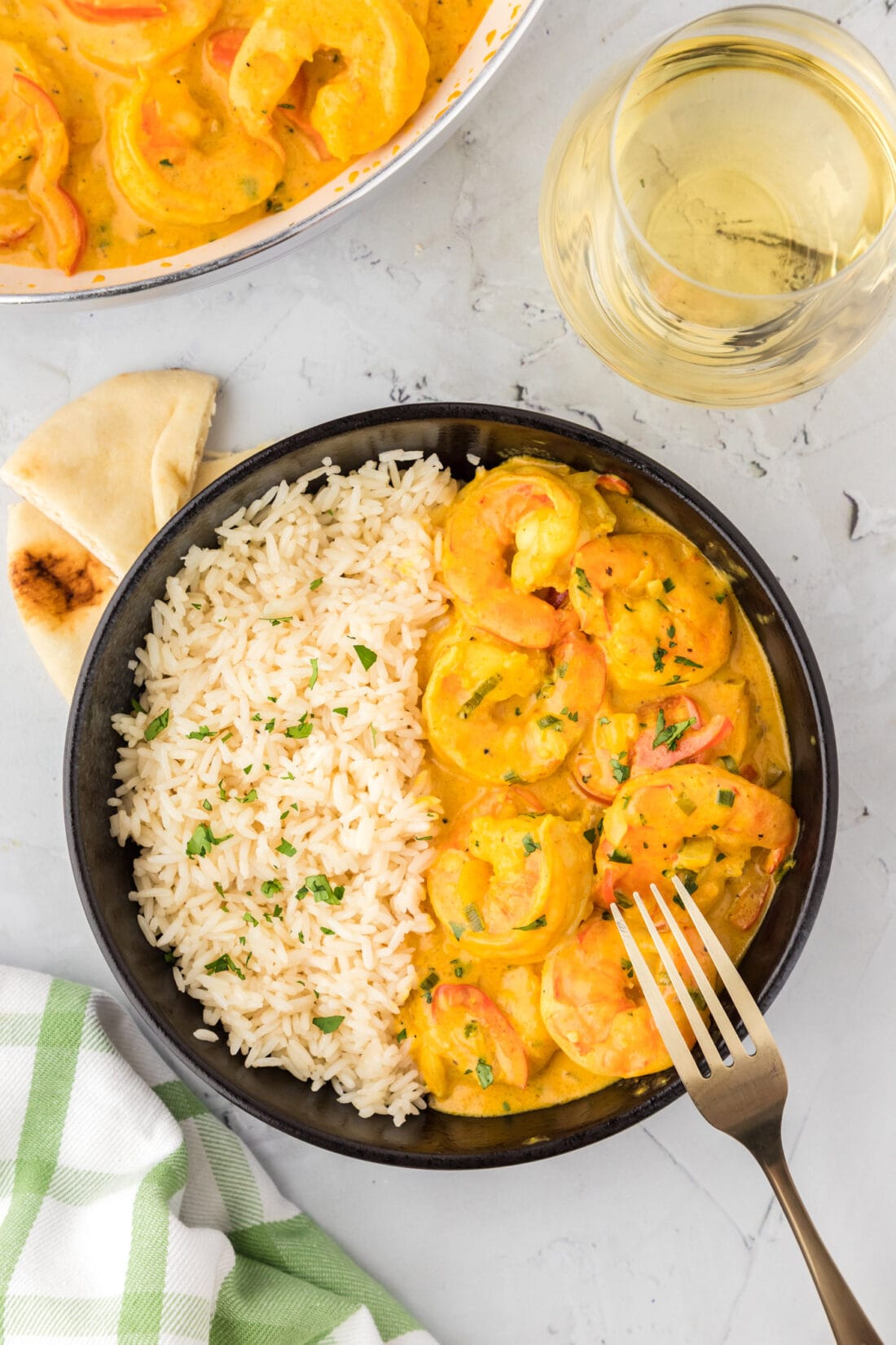 Bowl of Shrimp Curry with rice