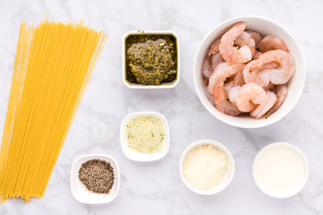 Ingredients for Shrimp Pesto Pasta