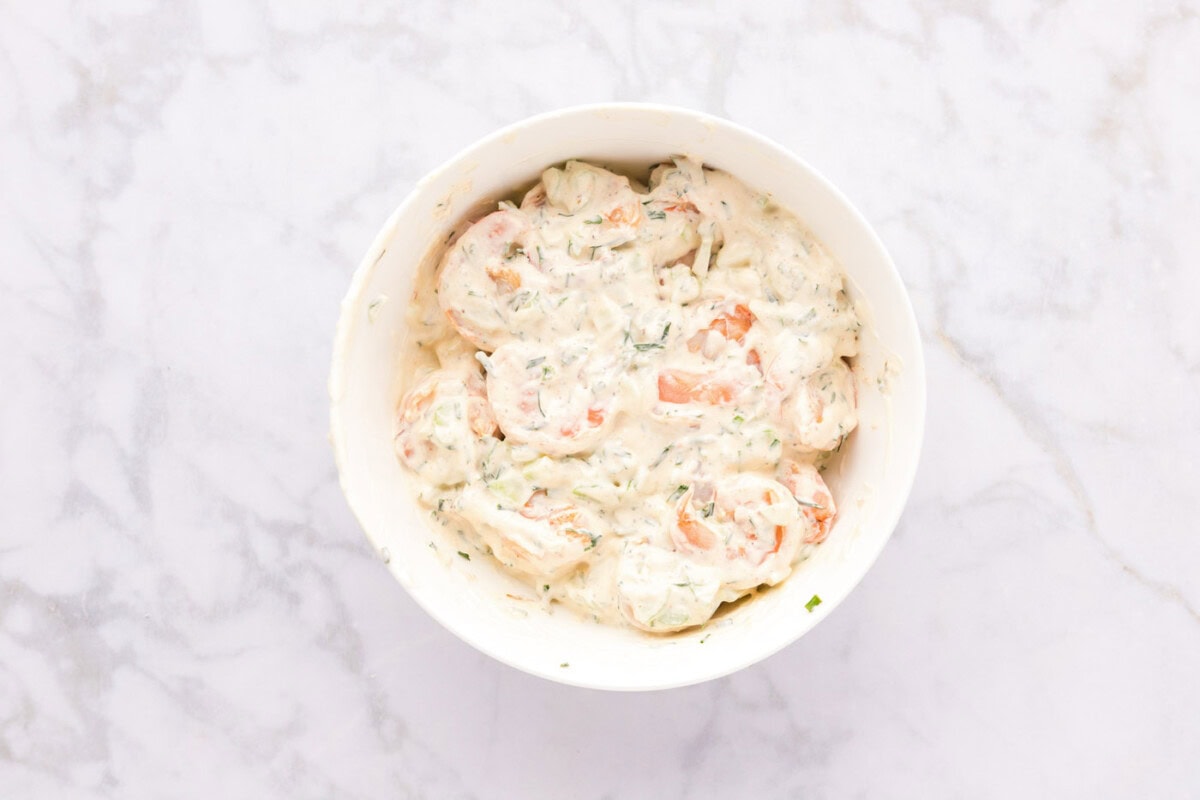 shrimp roll mixture in a bowl