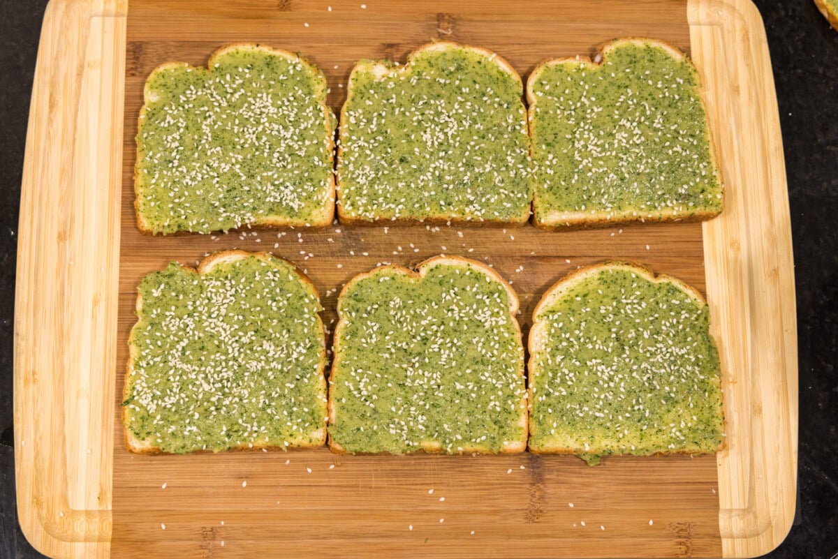 shrimp toast sprinkled with sesame seeds