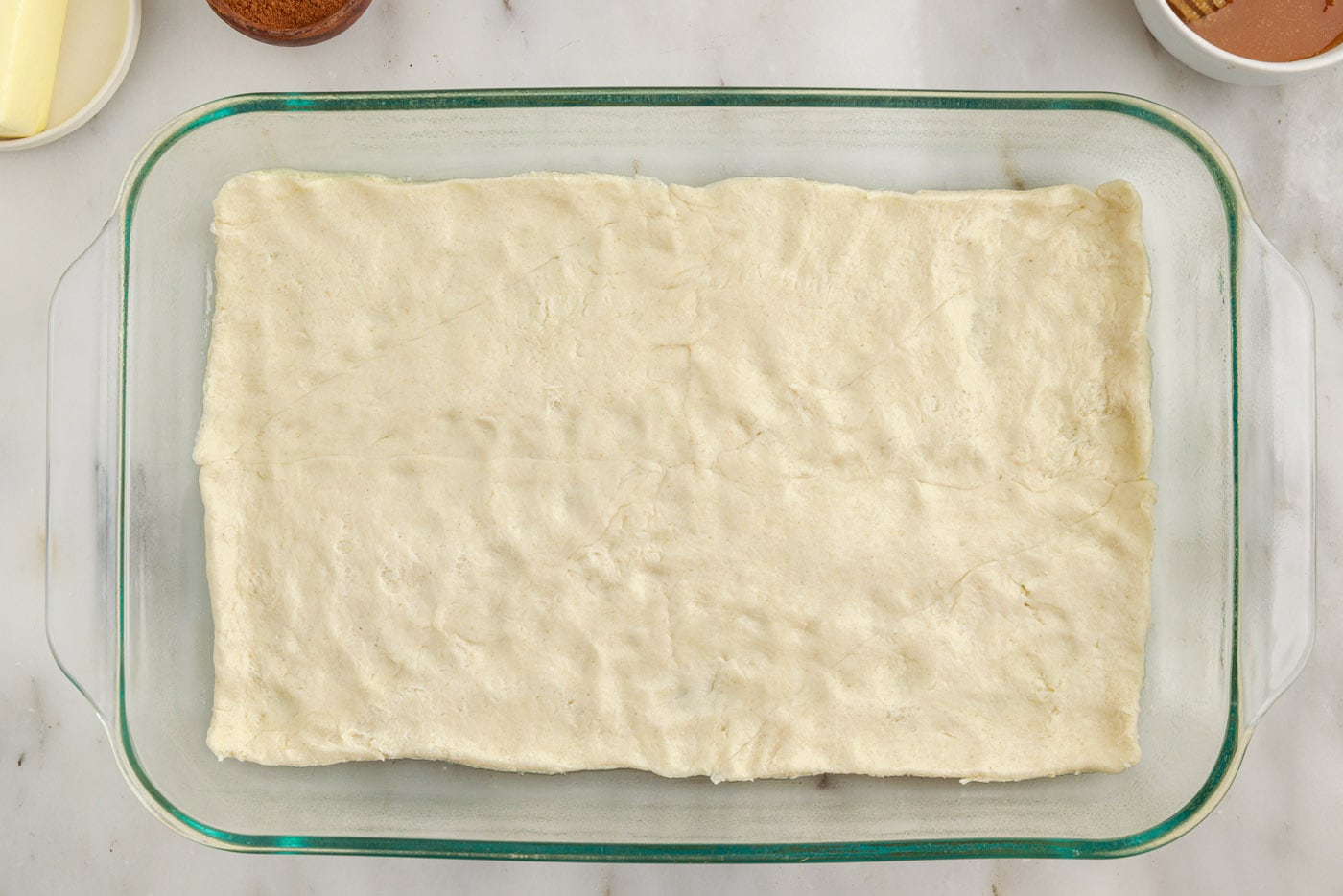 crescent dough in a baking dish