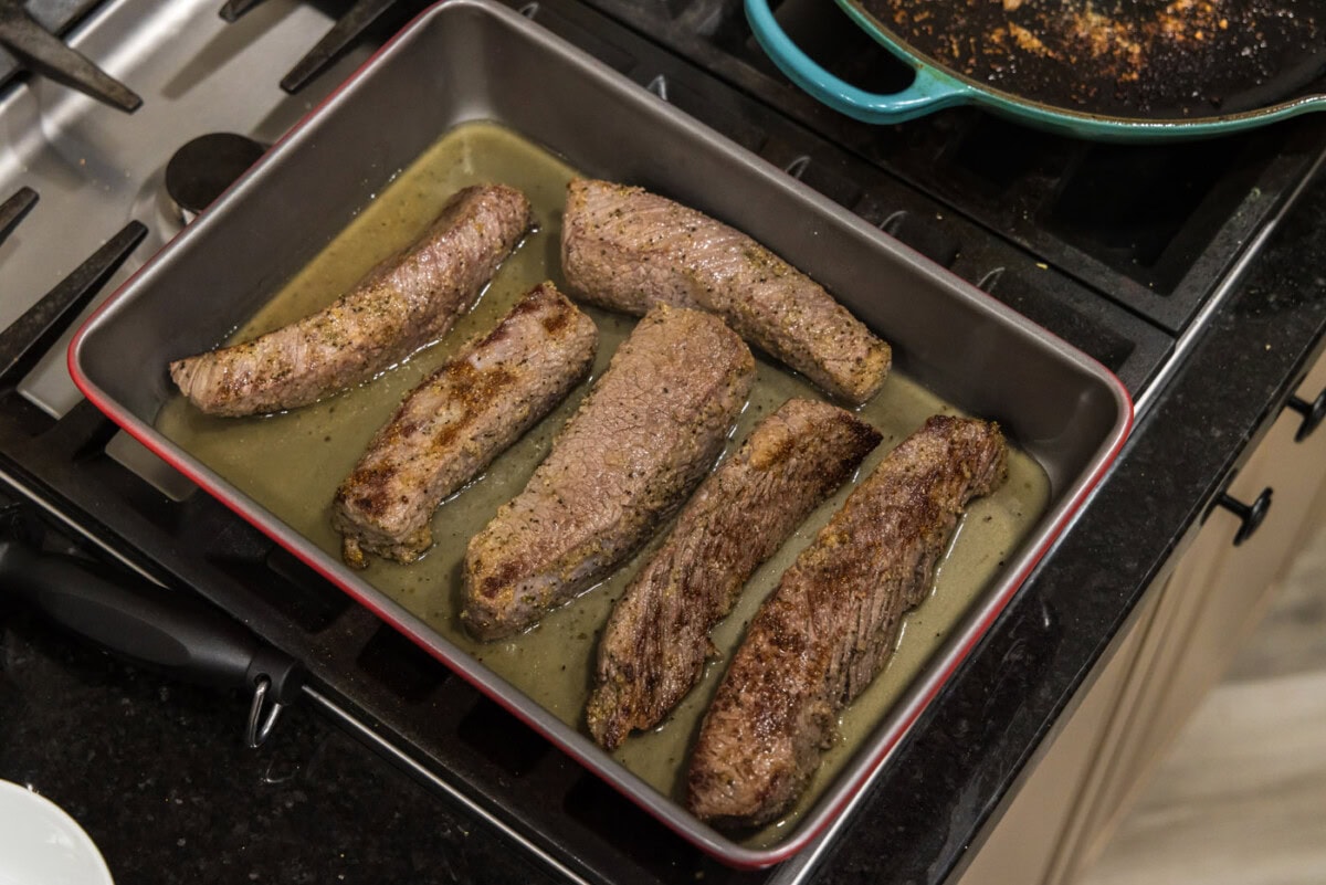 beef short ribs in a baking dish