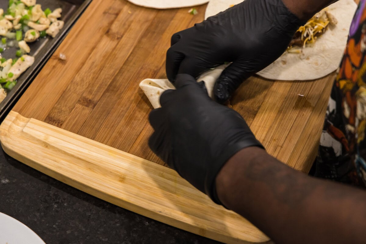 rolling a chimichanga