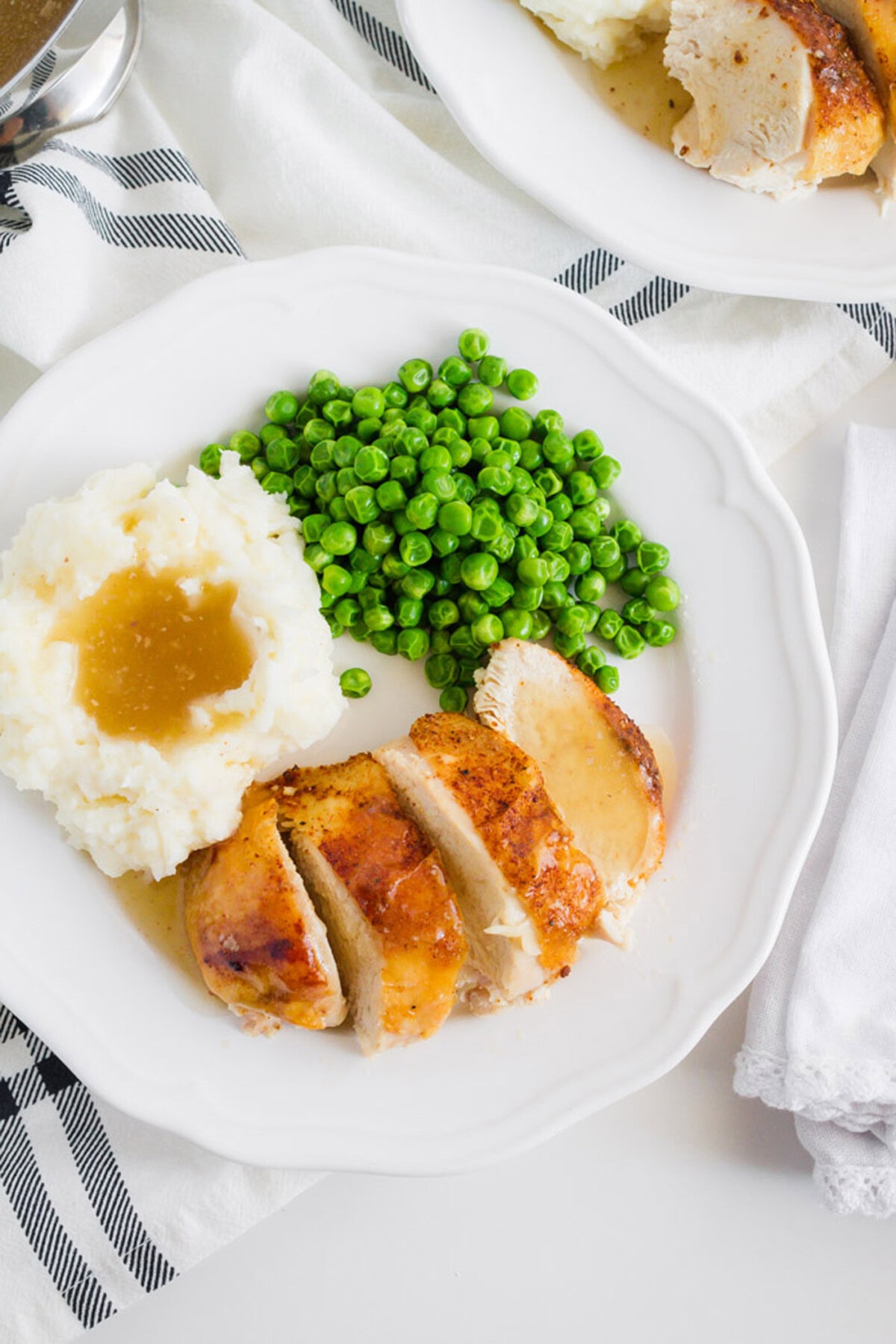 This crockpot chicken recipe is our family's favorite. We make good use of our slow cooker with this spice rubbed sticky chicken at least once a month. Overhead photo of a plate of Crockpot Sticky Chicken