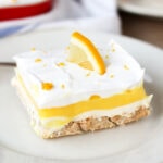 Close up photo of Lemon Lush on a plate