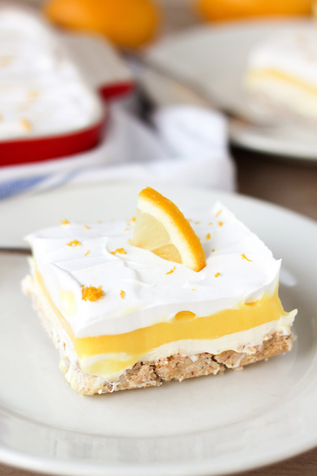 Piece of Lemon Lush on a plate