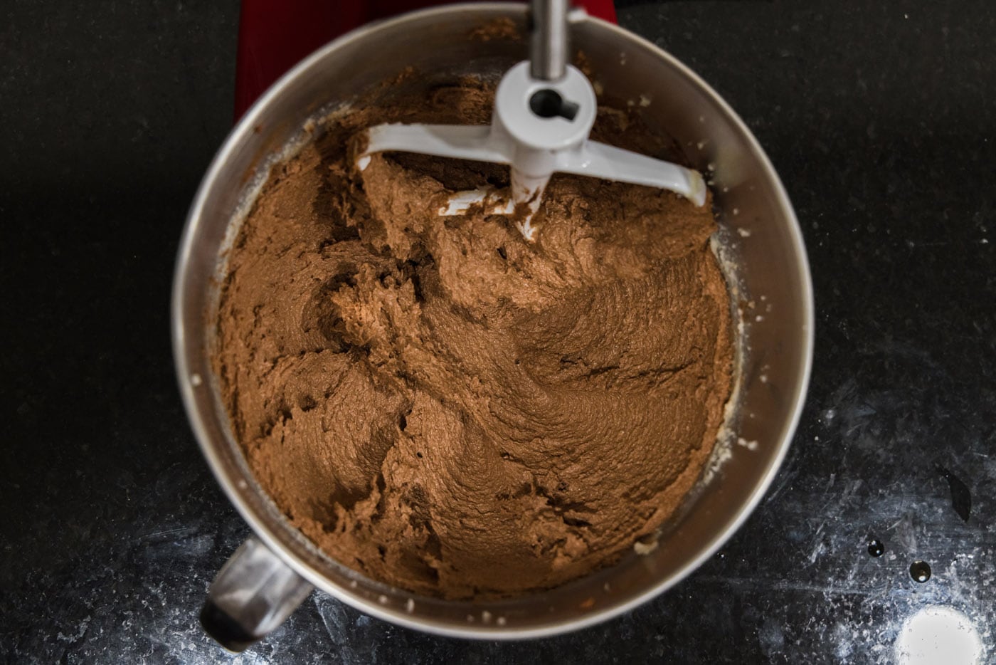 french silk filling in a mixer bowl