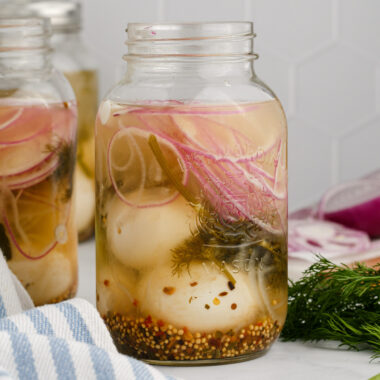 Jar of Pickled Eggs with more jars in the background