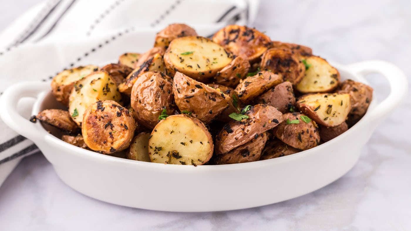 Fork tender roasted red potatoes are our go-to side dish. Their delicate skin is packed with nutrien