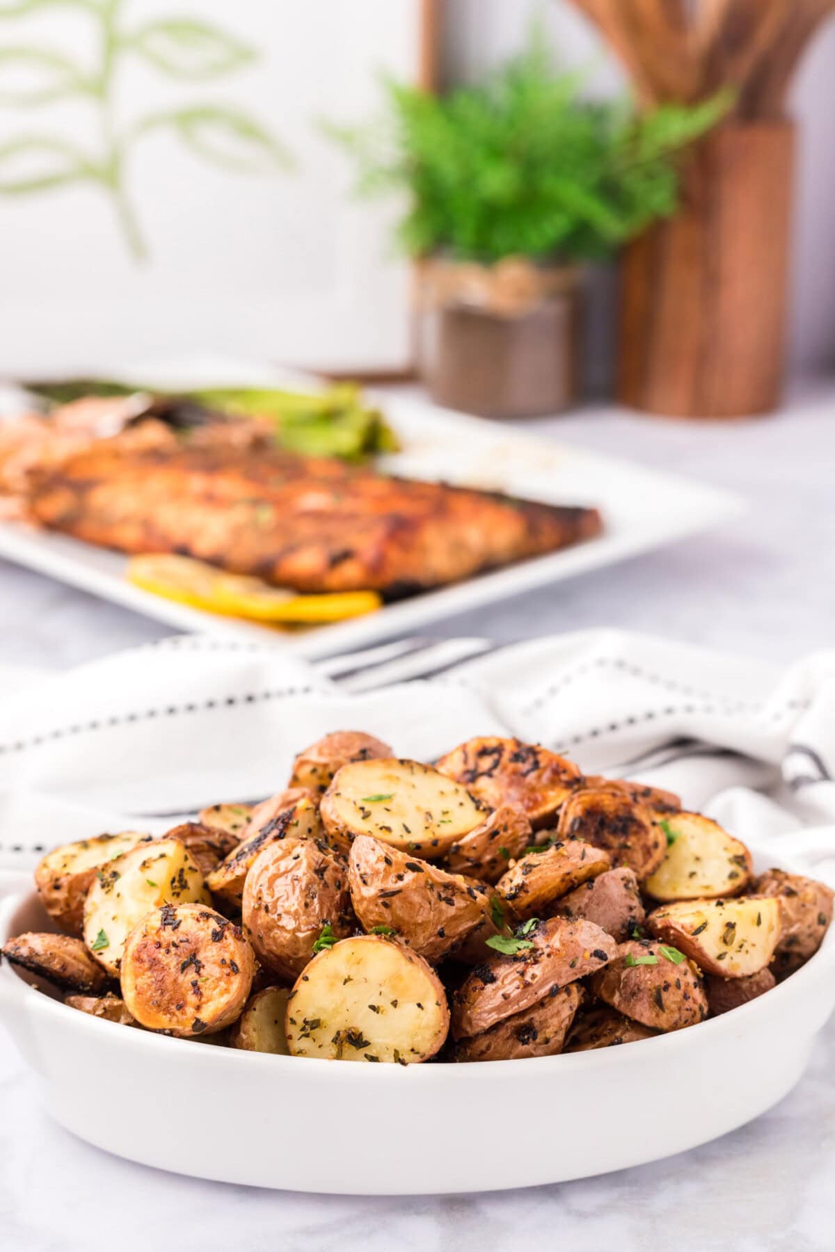 Roasted Red Potatoes in a serving dish