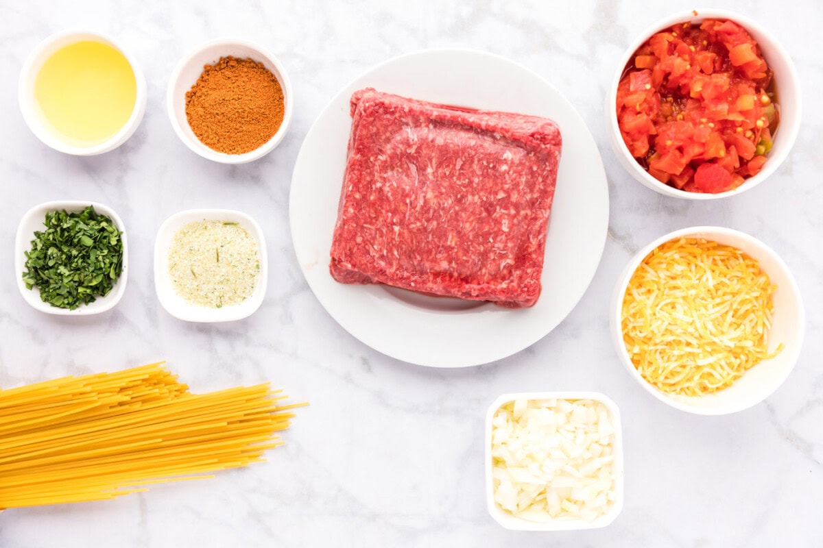 Ingredients for Taco Spaghetti