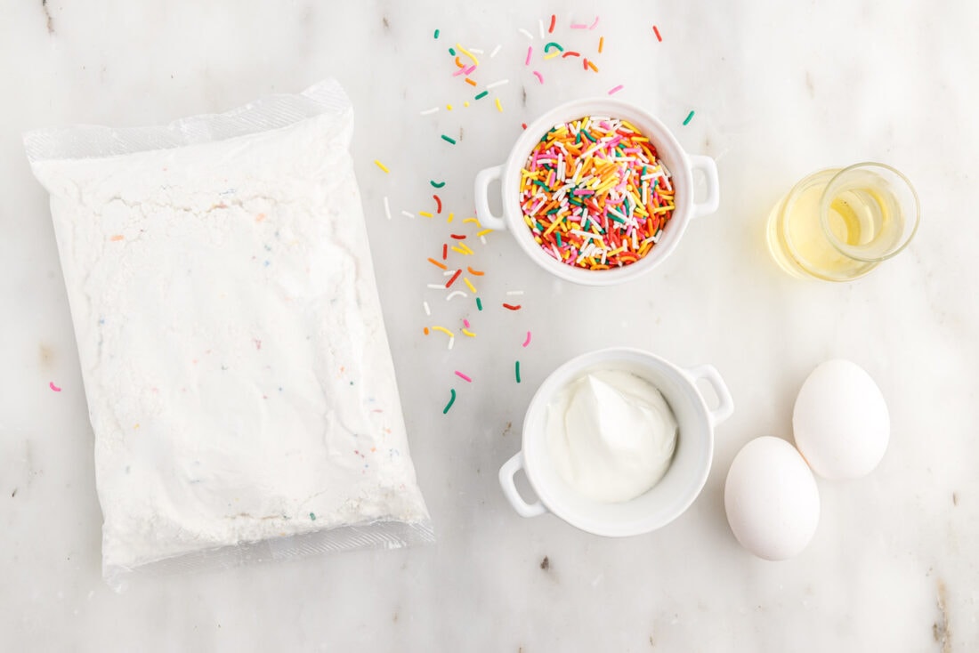 Ingredients for Funfetti Cake Mix Cookies